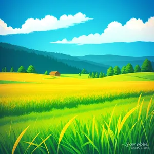 Vibrant Highland Crop Field under Sunny Vista