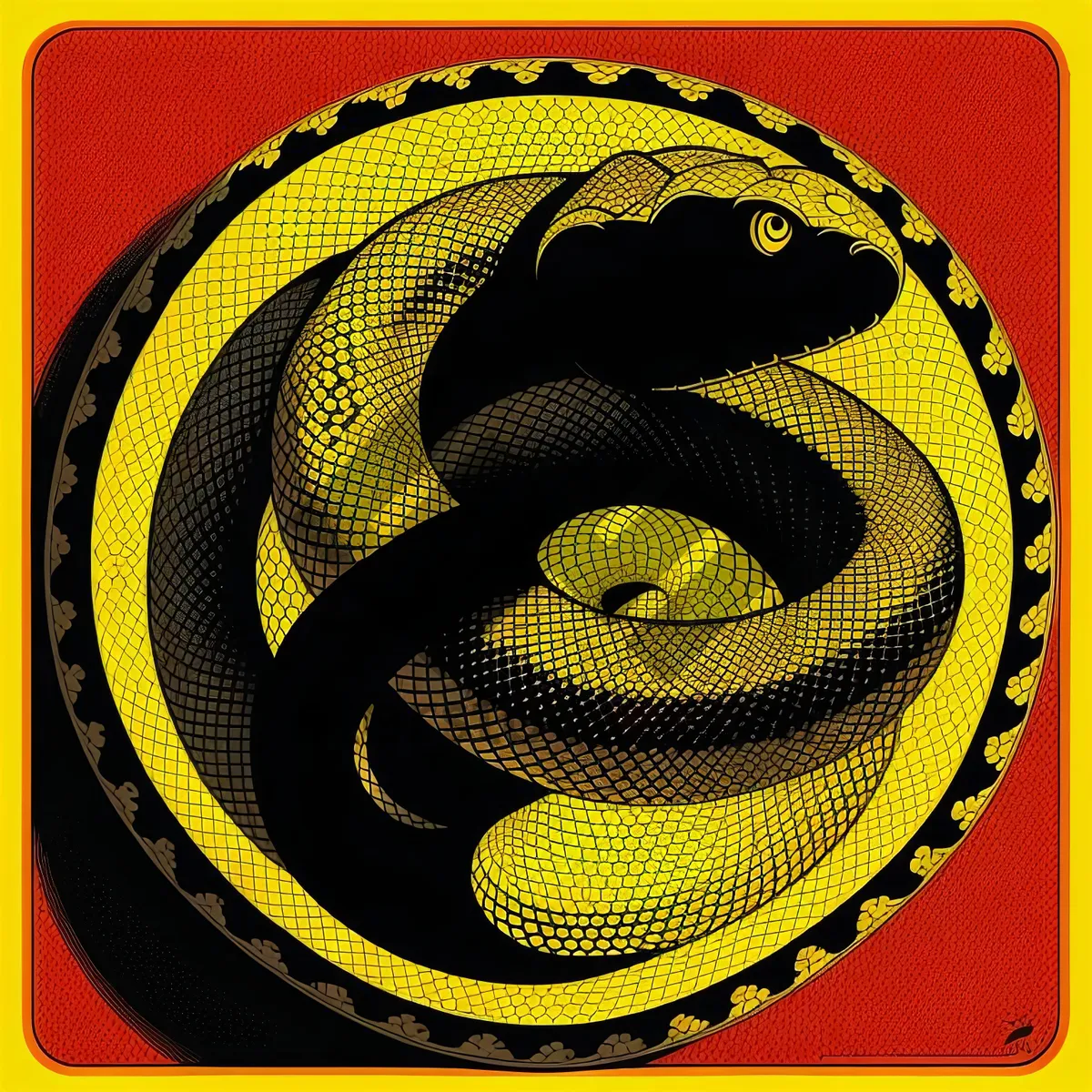 Picture of Graphic Circle Design with Rope Pattern - Black Sombrero Art