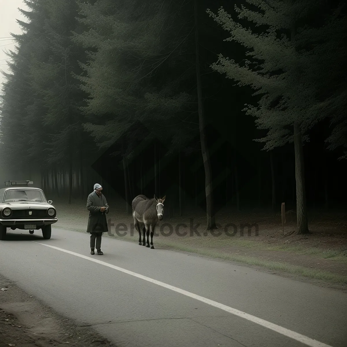 Picture of Serene Pathway: Trees, Landscape, Road, Sidewalk