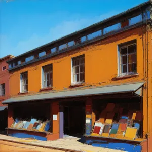 Urban Residential Building with Bookshop and Balcony