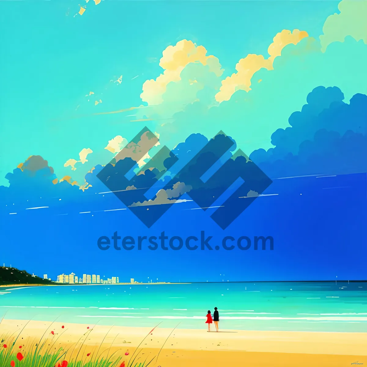 Picture of Heavenly Beachscape: Majestic Sky and Ocean Promenade.