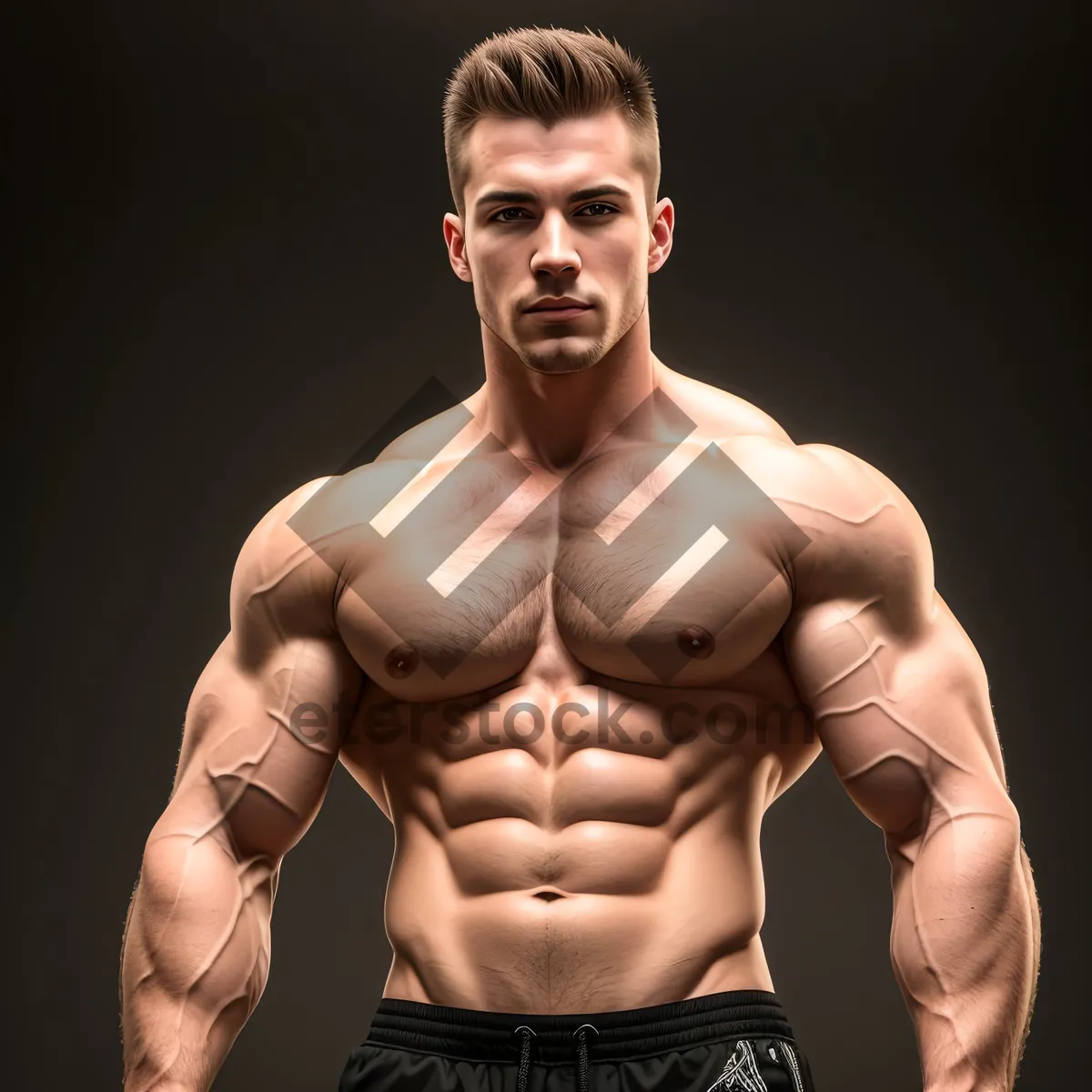 Picture of Muscular, Sexy Bodybuilder Flexing Biceps
