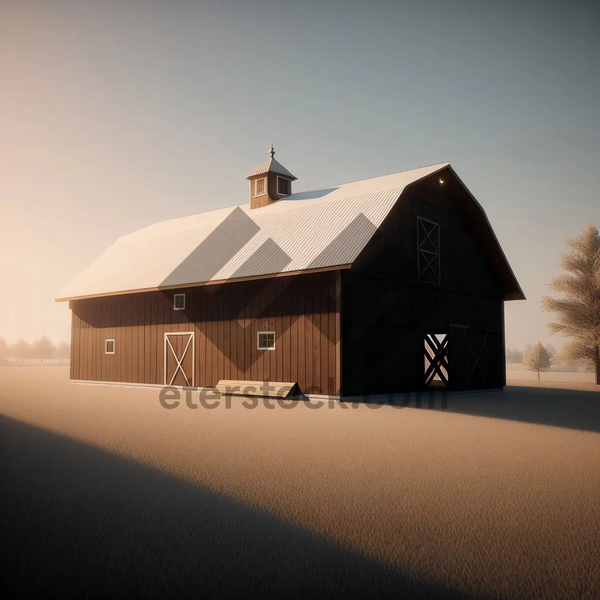 Picture of Rustic Church Against Serene Landscape