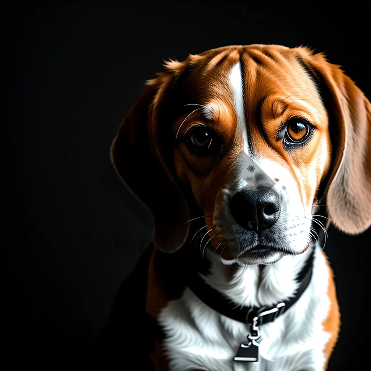 Picture of Playful Beagle Puppy with Collar - Cute and Adorable!