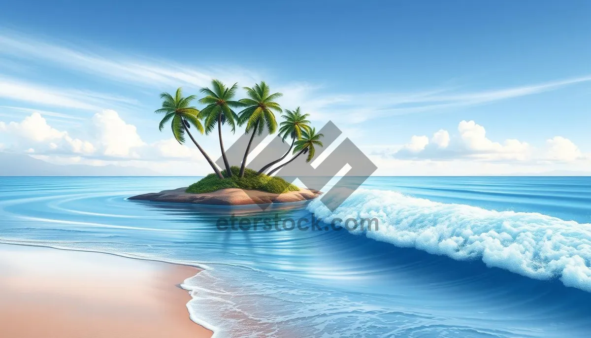 Picture of Tropical paradise beach with palm trees and turquoise water.