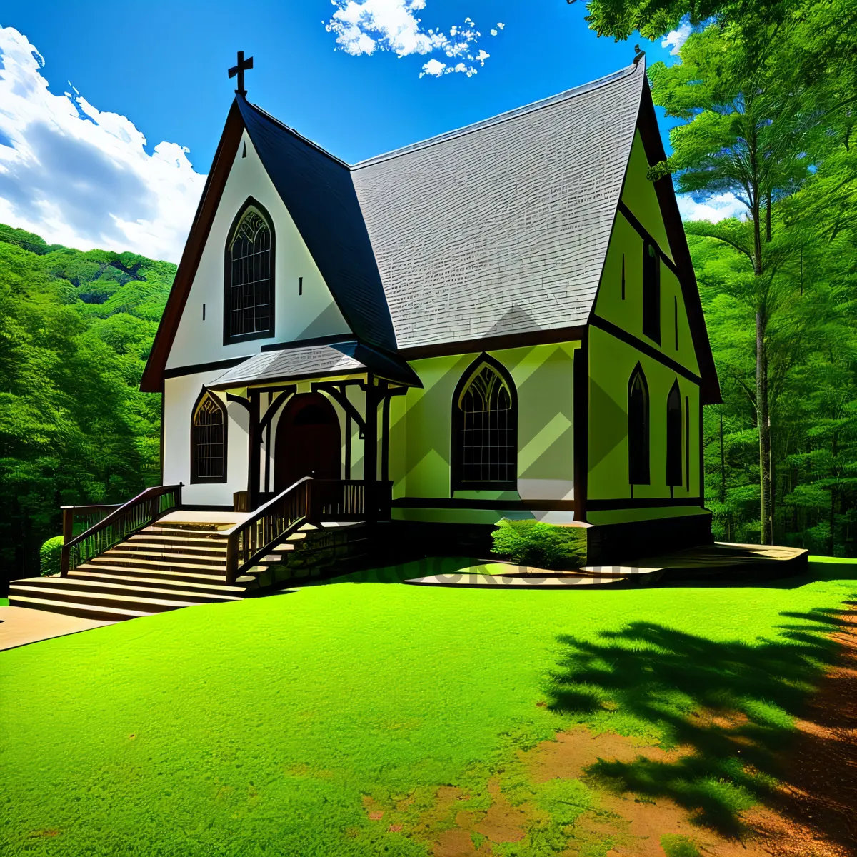 Picture of Vintage Brick Villa with Serene Green Lawns