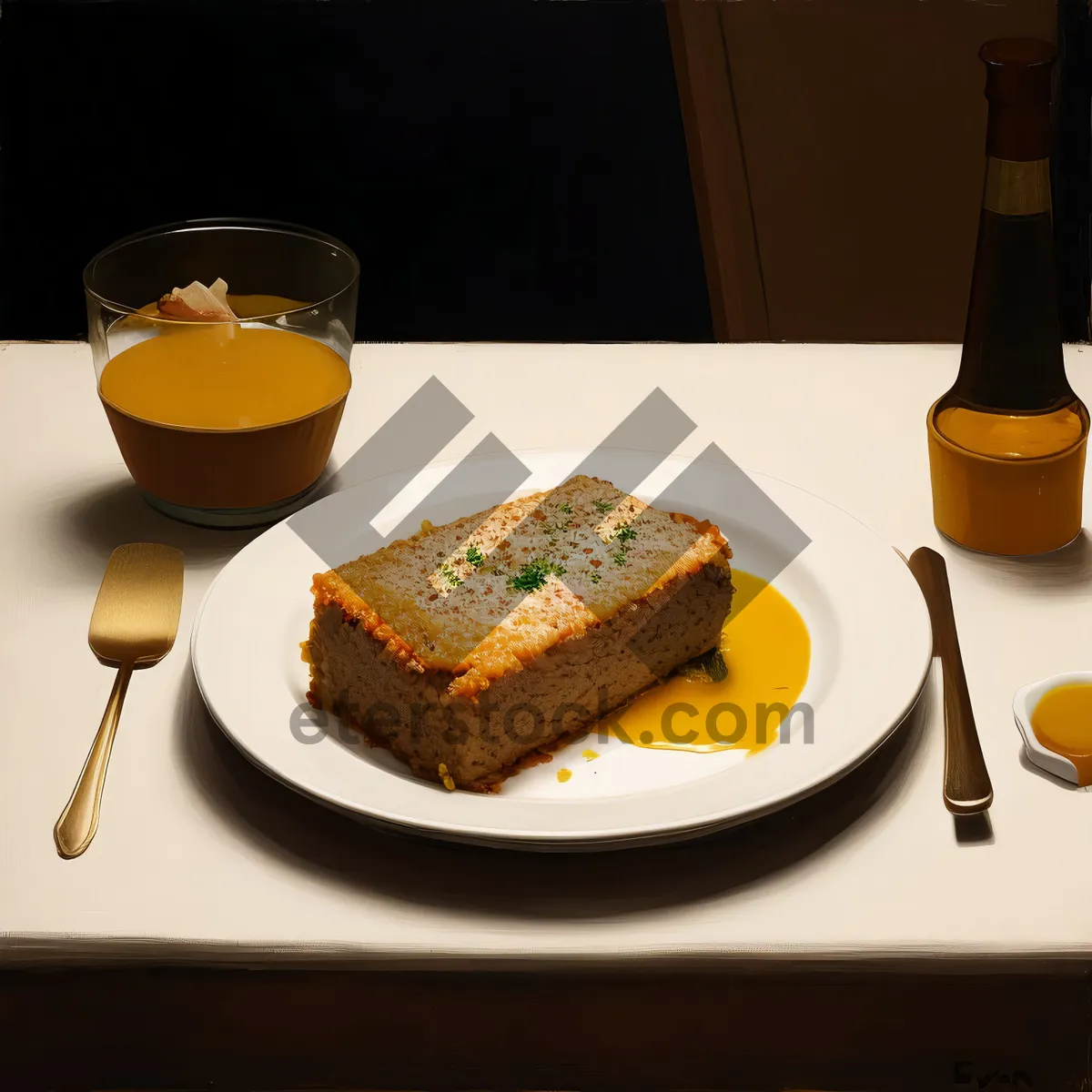 Picture of Delicious and Healthy Breakfast Plate with Juice and Toast