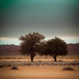 Serene Sunset Over Desert Horizon