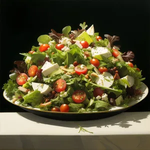 Fresh and delicious vegetable salad with tomatoes and peppers