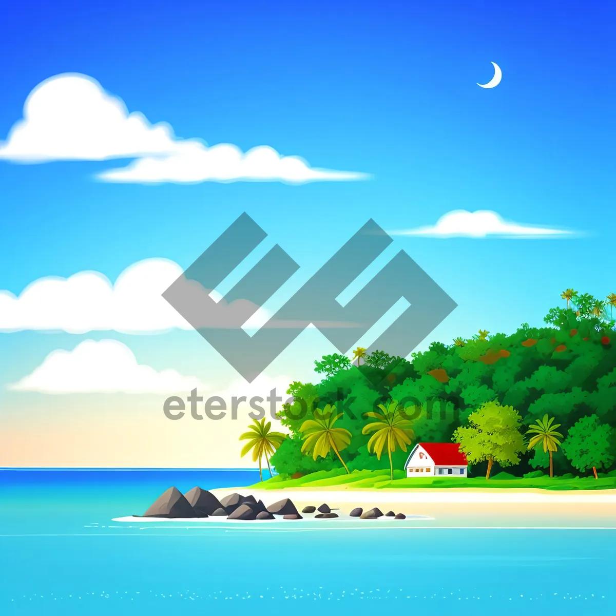 Picture of Summer Horizon: Serene Seascape Under Golden Sun