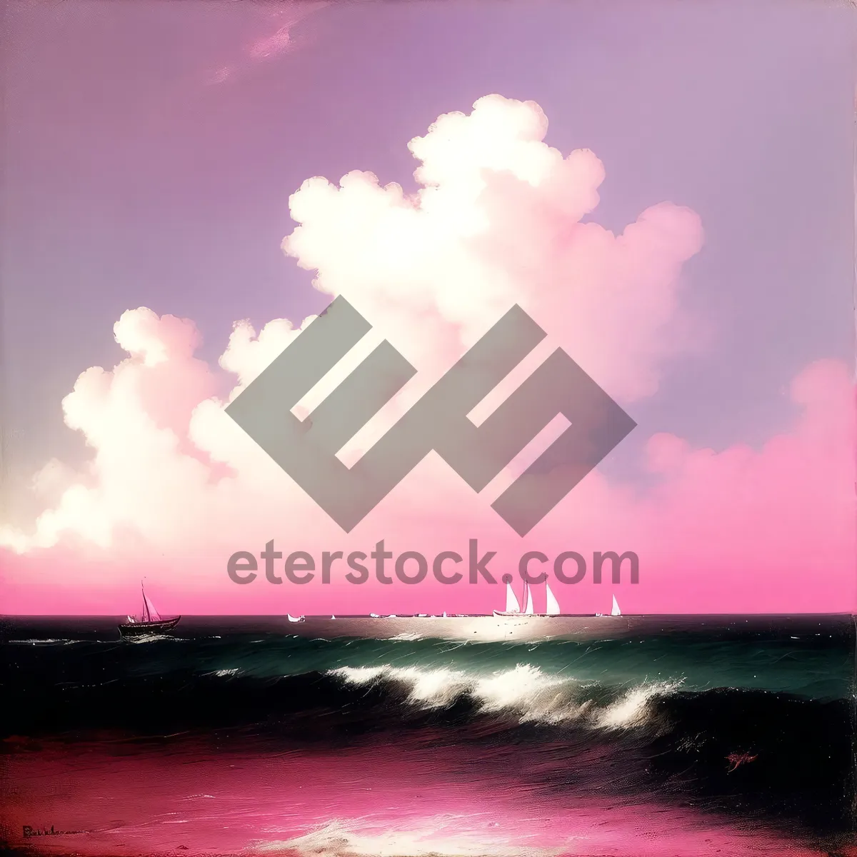 Picture of Breathtaking Coastal Sunset Over Tranquil Ocean