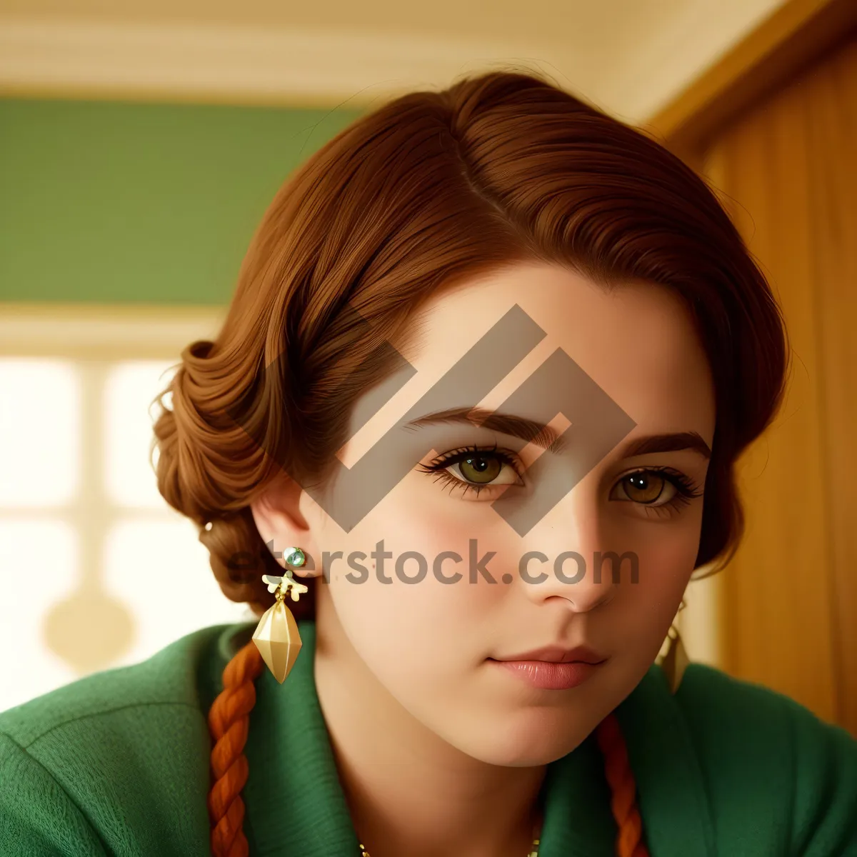 Picture of Smiling Brunette Businesswoman with Phone Headset