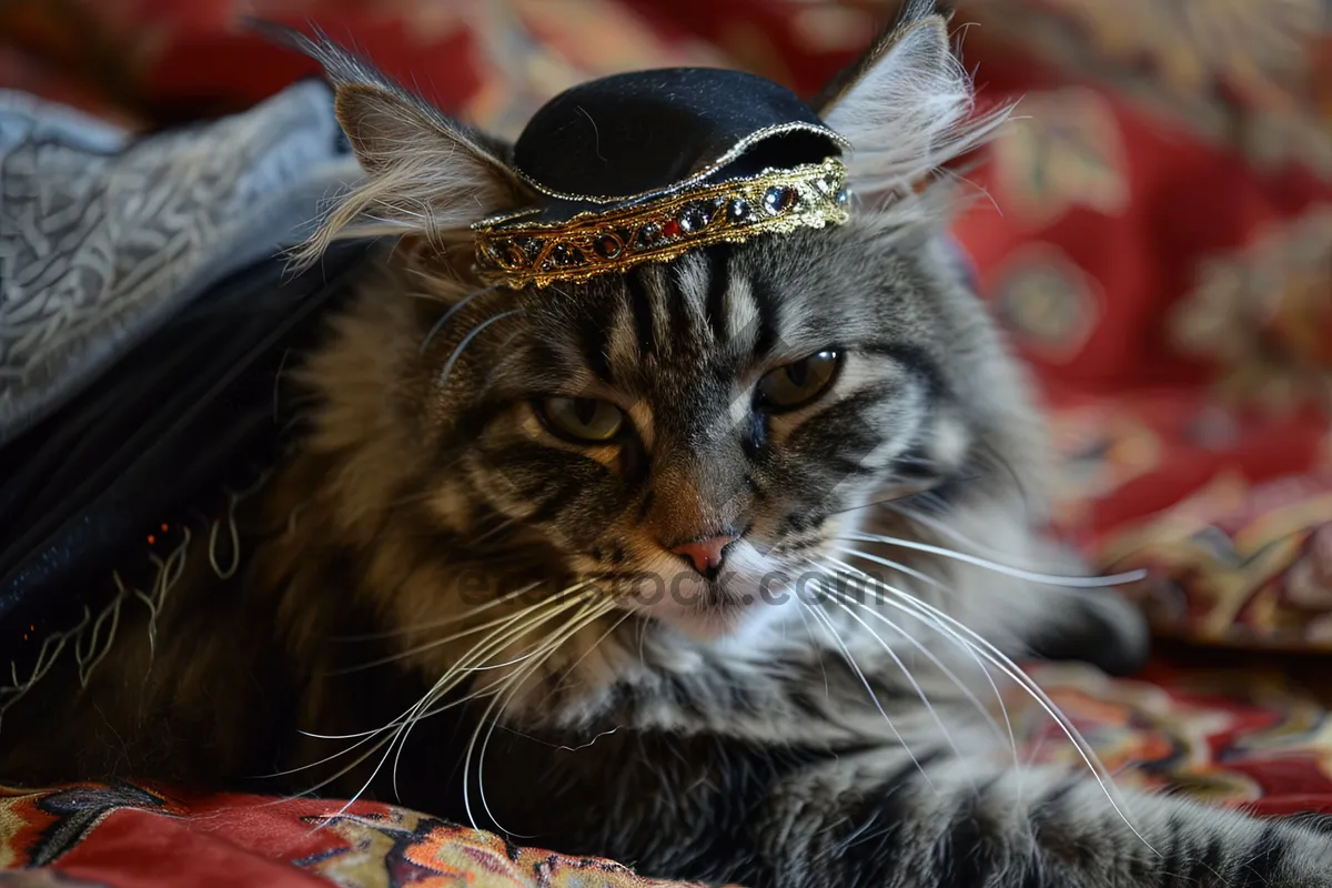 Picture of Adorable gray tabby cat with fluffy whiskers