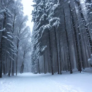 Winter Wonderland: Frosty Forest Landscape with Snowy Trees