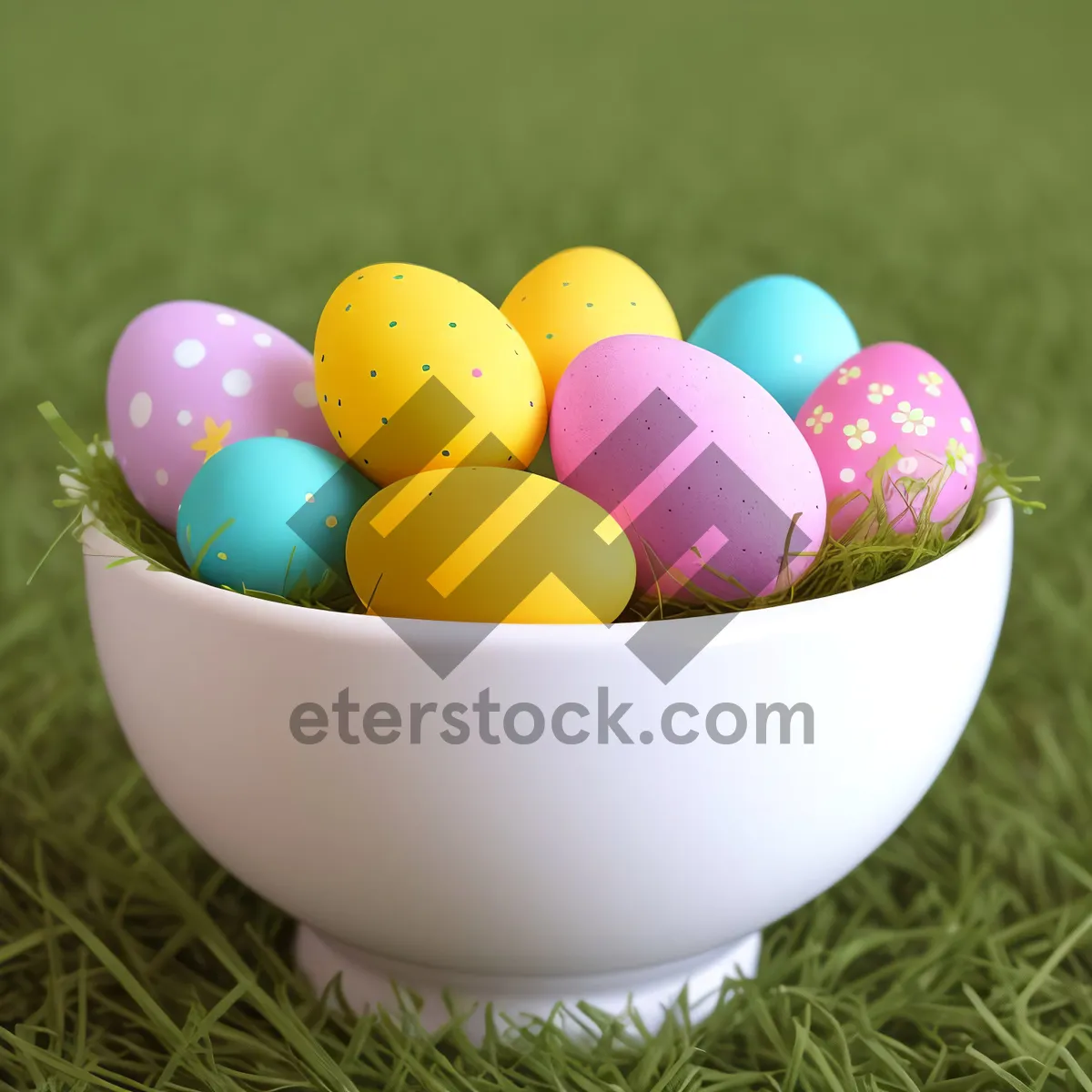 Picture of Colorful Easter eggs and sweet candy treats