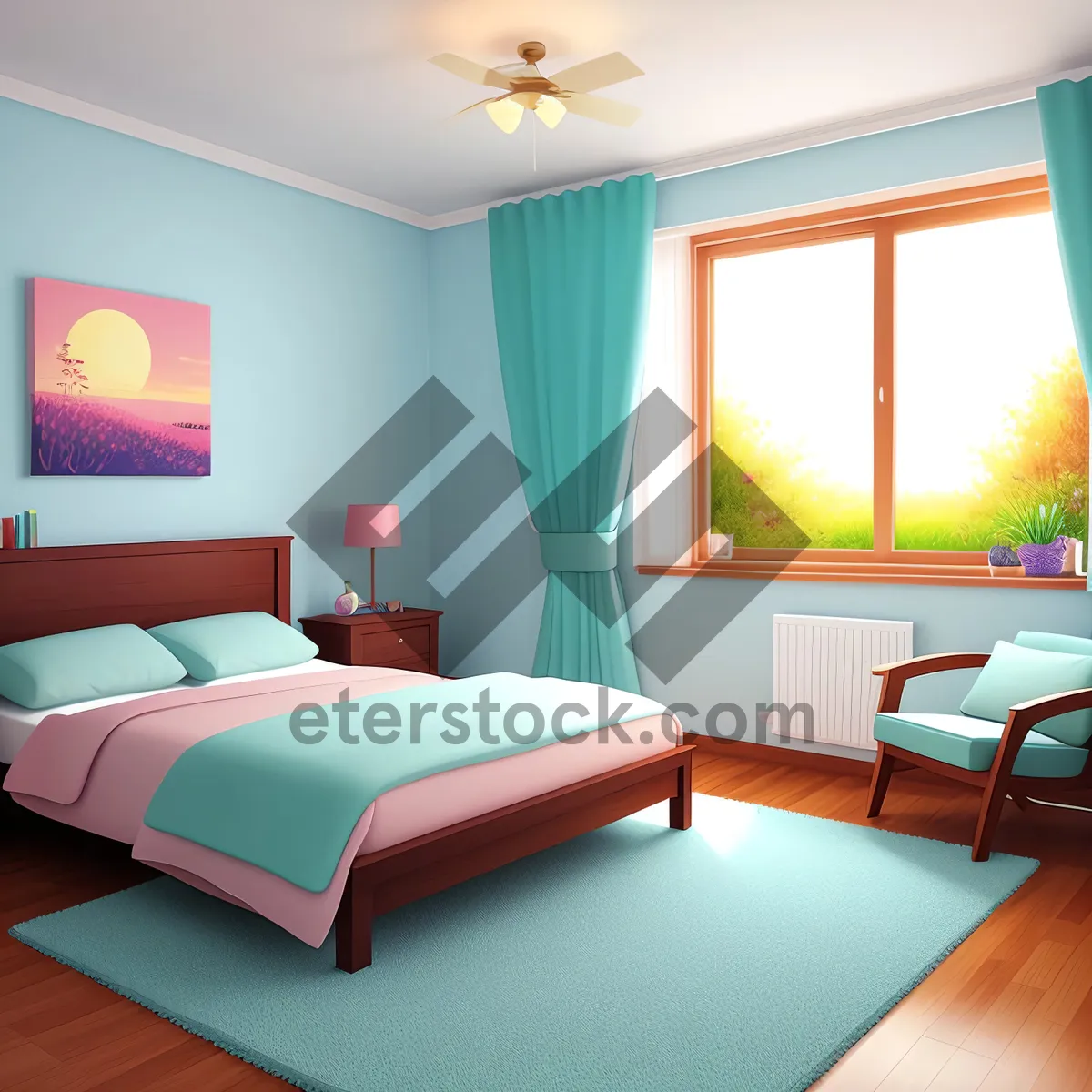 Picture of Modern luxury bedroom with comfortable sofa and stylish decor