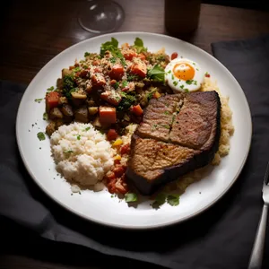 Healthy Vegetable Salad with Grilled Beef Steak
