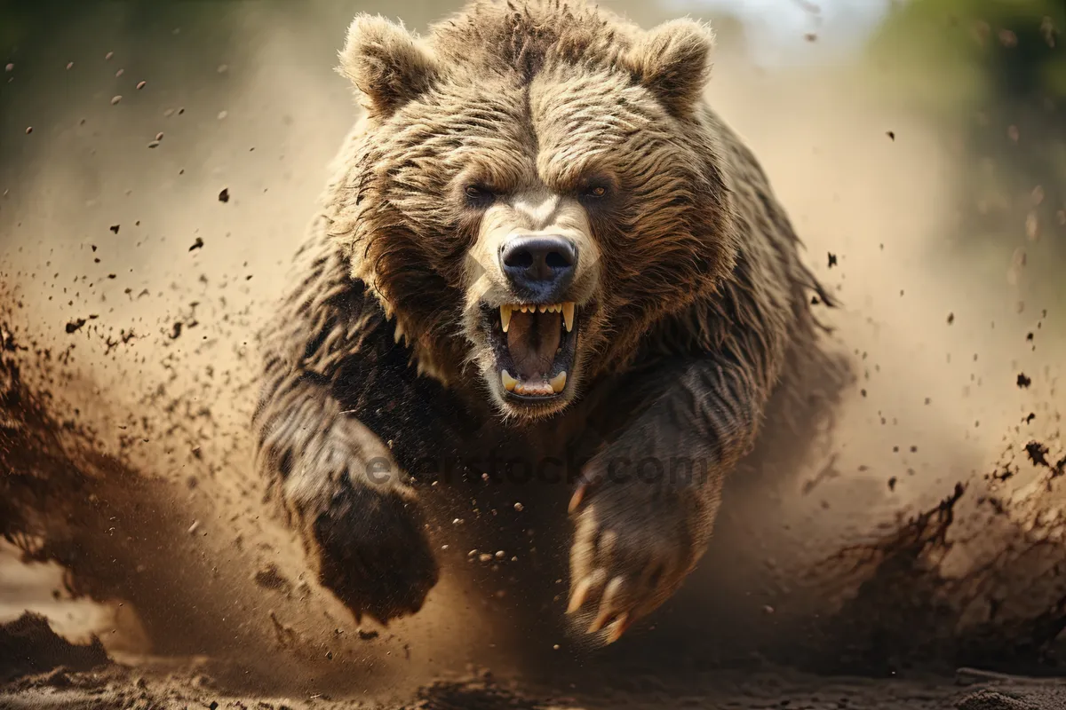 Picture of Wild Brown Bear in Zoo Exhibit.