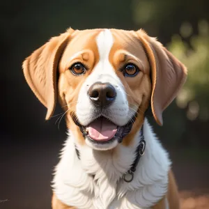 Adorable Purebred Puppy Sitting with Brown Collar