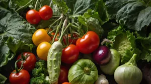 Fresh Vegetable Salad with Ripe Tomatoes and Cucumbers