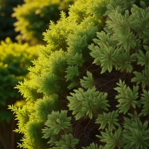 lush garden shrub in leafy forest