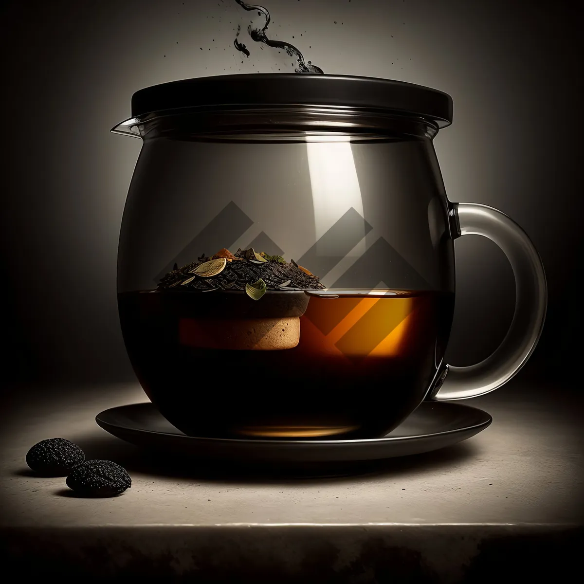 Picture of Hot Herbal Tea in Transparent Glass Mug