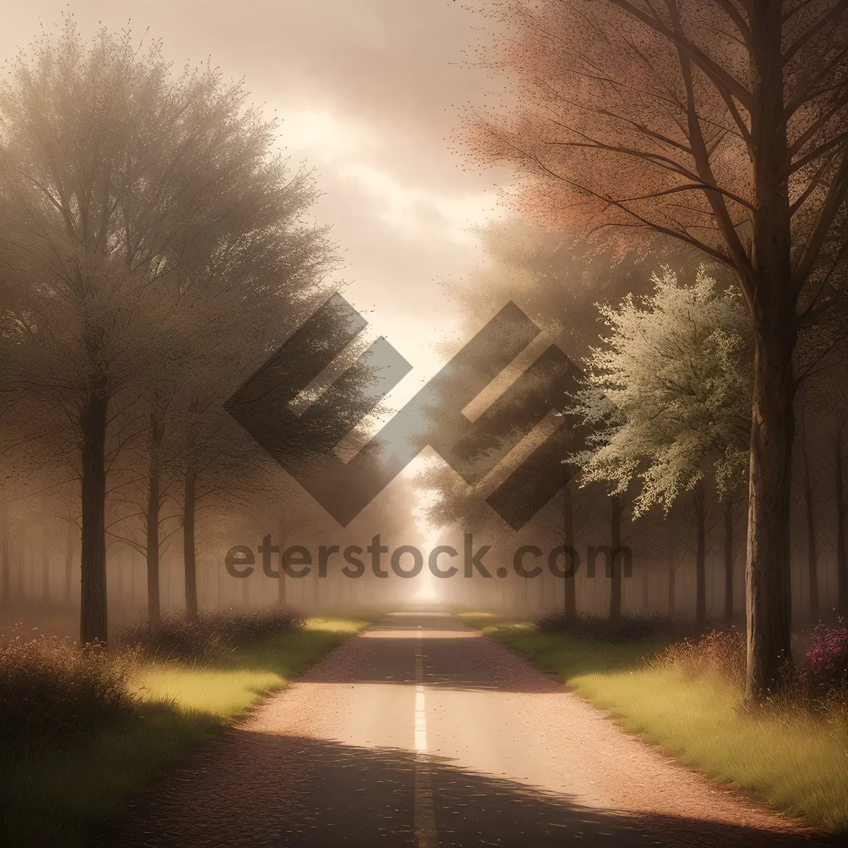 Picture of Serene Park Bench Under the Autumn Sky