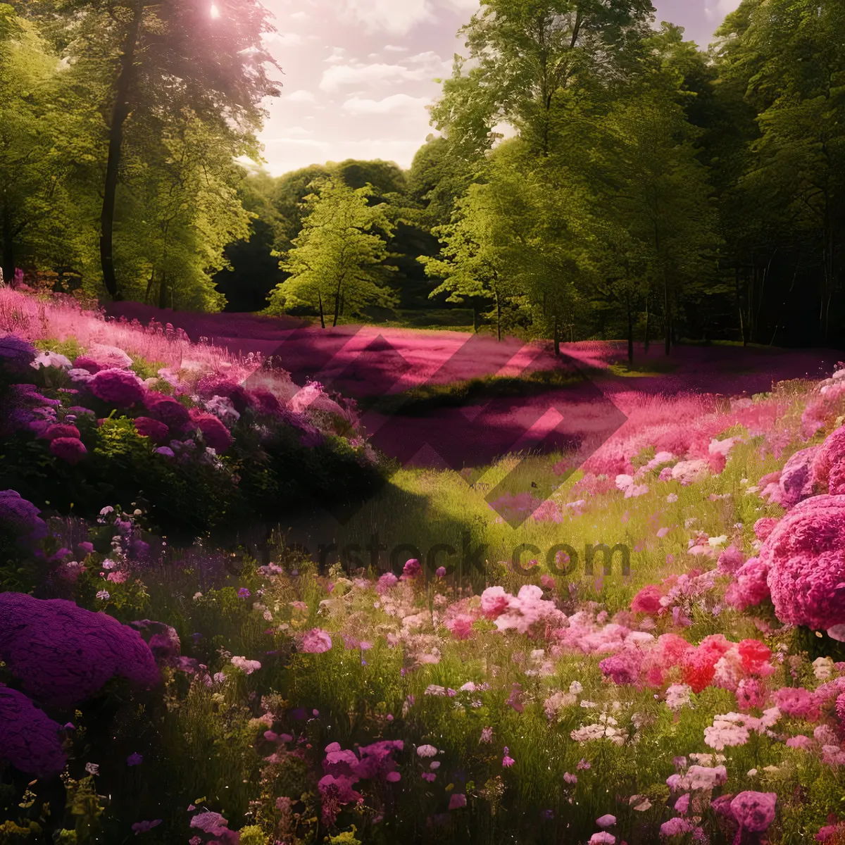 Picture of Colorful Rhododendron in a Vibrant Garden Landscape