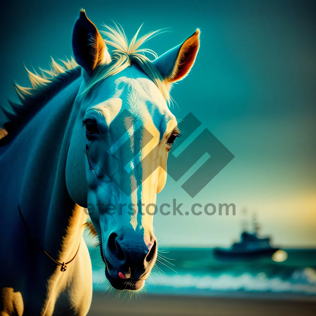 Picture of Stunning Stallion Silhouette - Majestic Horse Close-Up.
