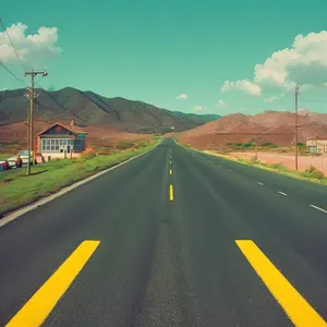 Summer Sky Drive: Scenic Road with Speeding Traffic