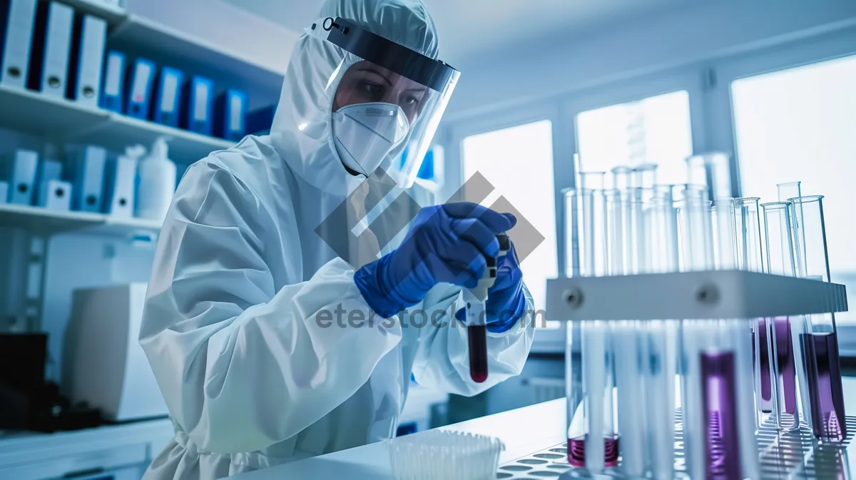 Picture of Professional doctor wearing surgical mask in laboratory research setting.