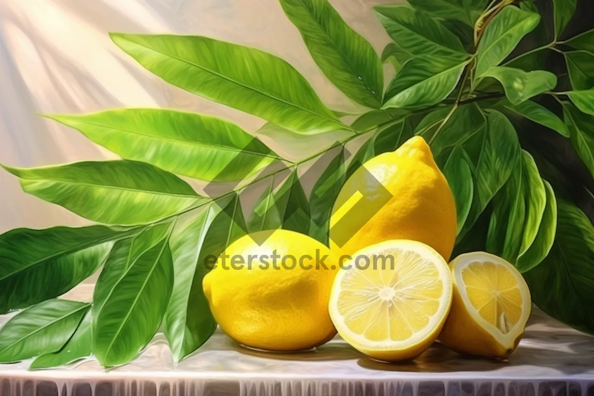 Picture of Fresh Orange Citrus Juice on Natural Leaf Background.