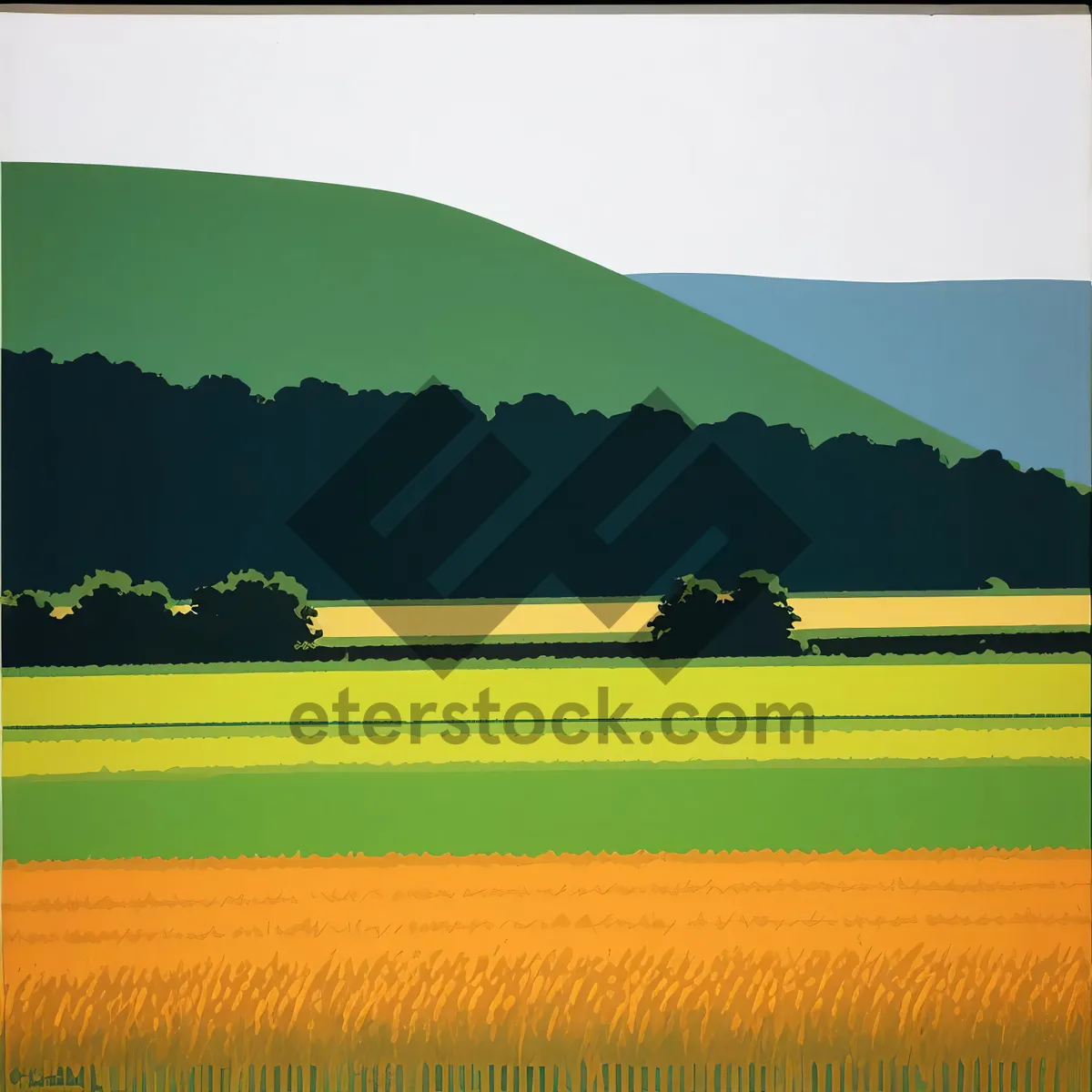 Picture of Vibrant rural meadow landscape under sunny skies