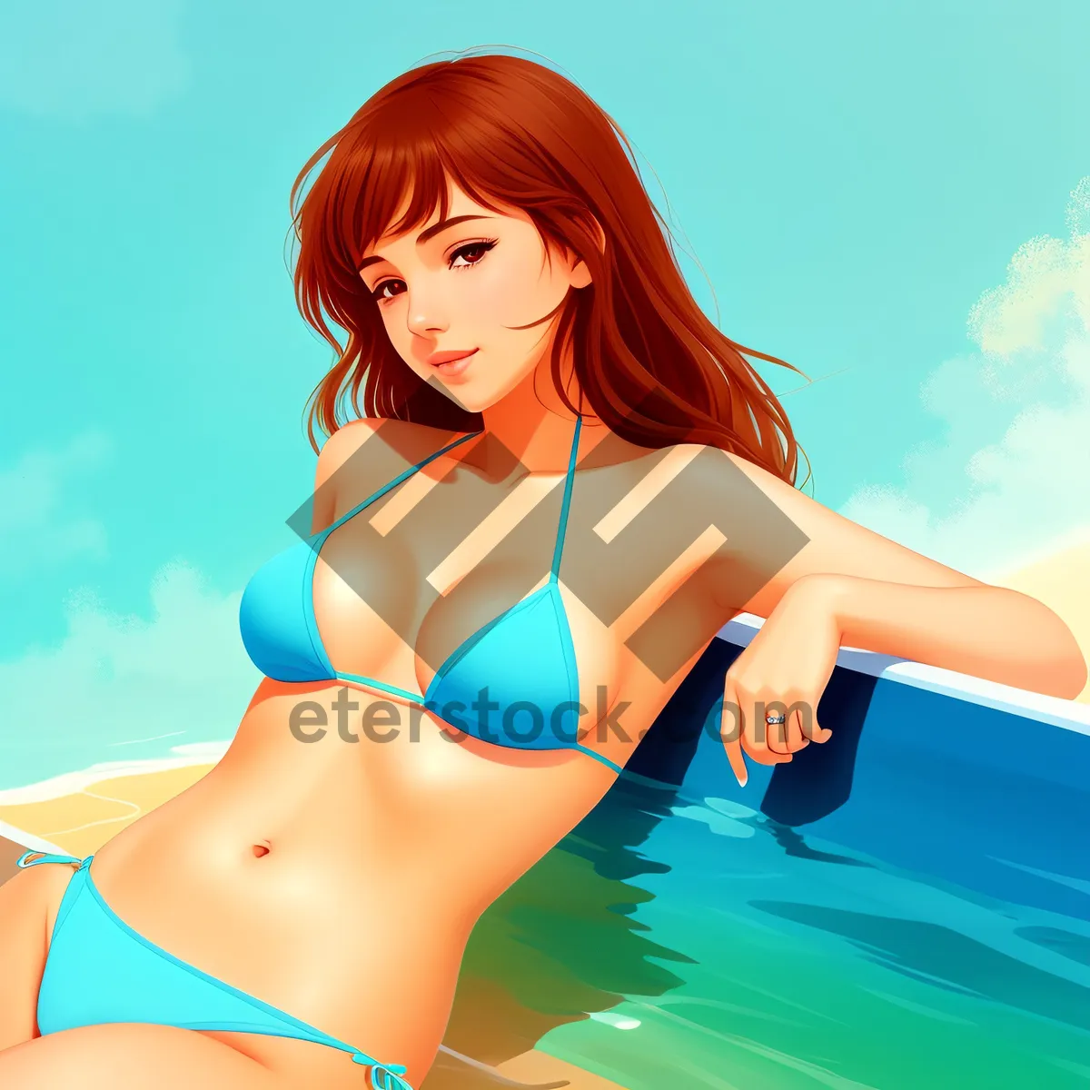 Picture of Radiant and Playful Beauty in a Fashionable Bikini
