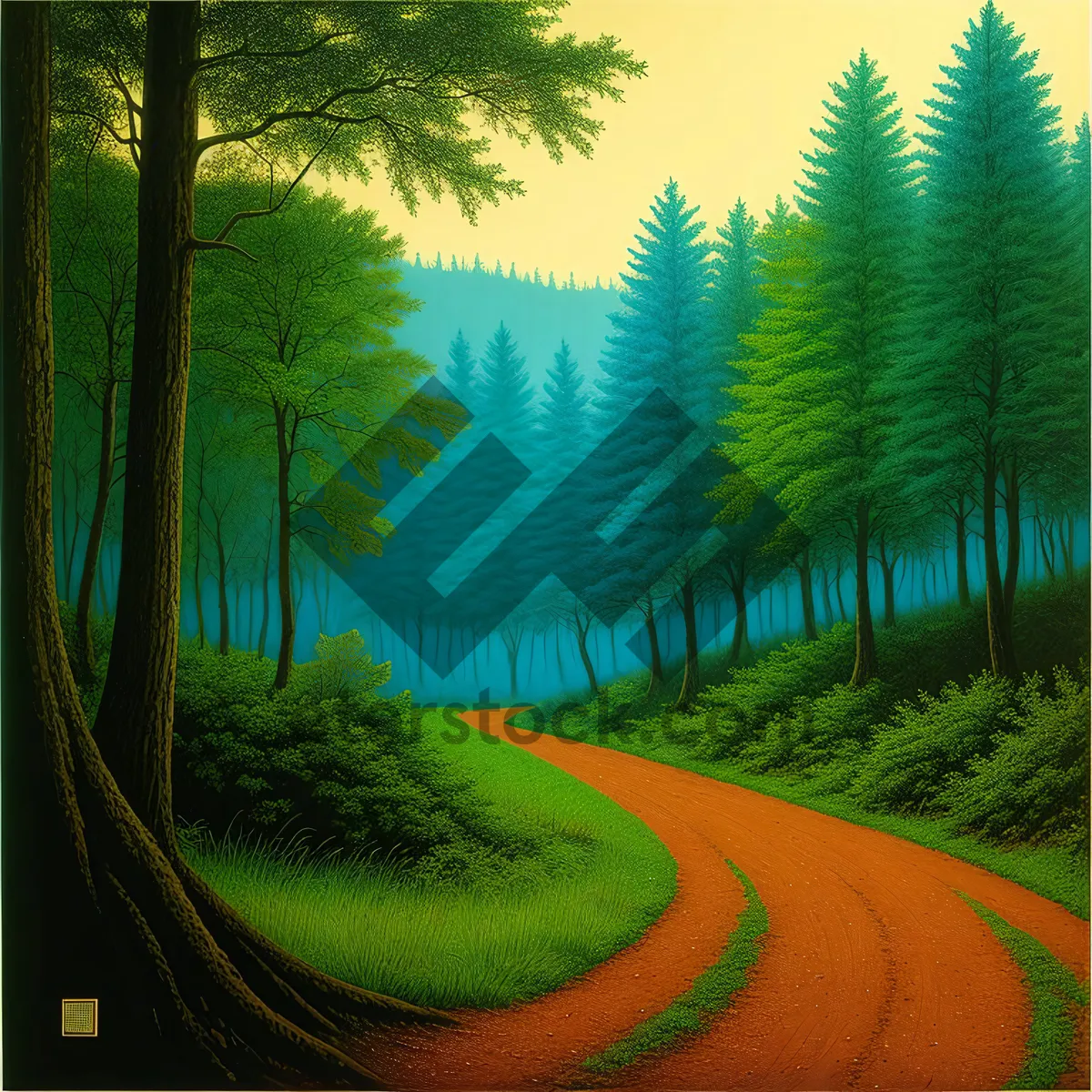 Picture of Serene woodland scenery in a summer park