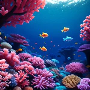 Vibrant Coral Reef with Colorful Fish