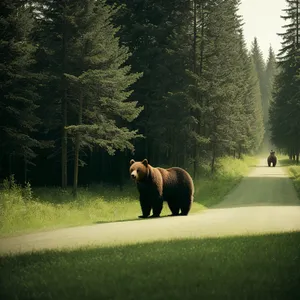 Bison grazing on rural grassy pasture