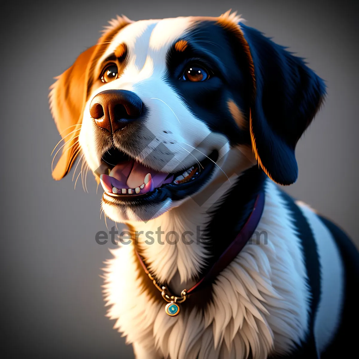 Picture of Purebred Canine Portrait: Cute Doggy on Leash