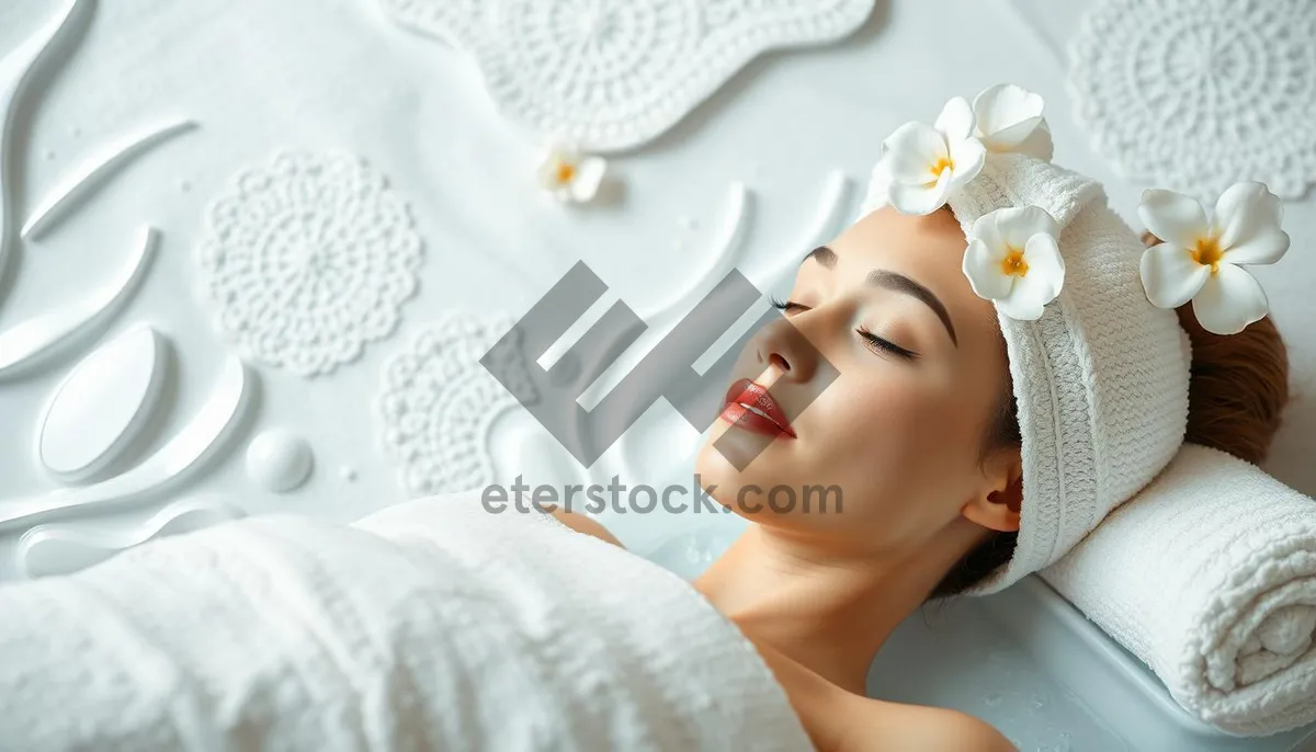 Picture of Attractive model with clean, skincare routine by the spa