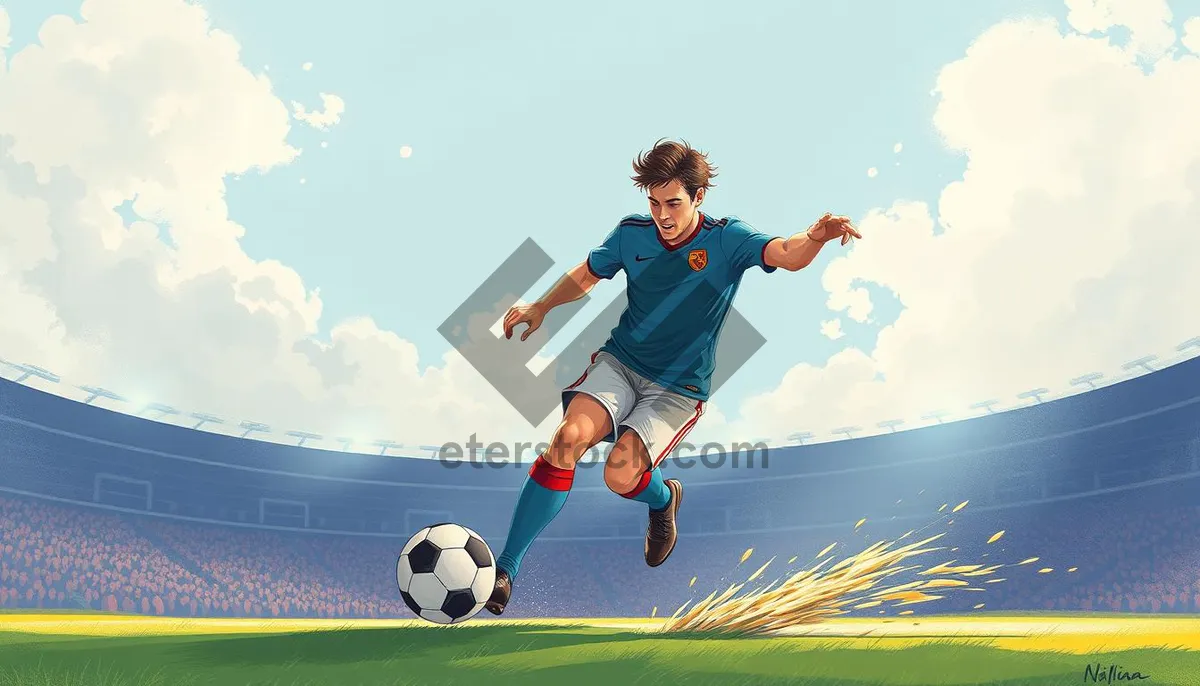 Picture of Happy man playing soccer outdoors in summer