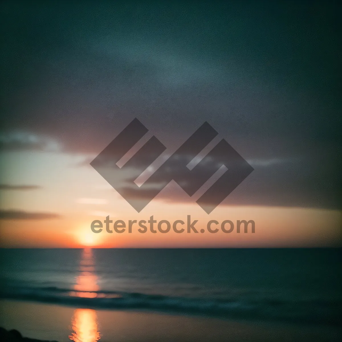 Picture of Vibrant Sunset Reflection on Ocean Horizon