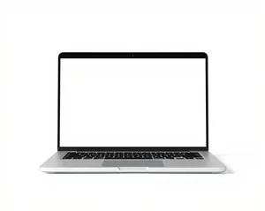 Modern black laptop with open blank screen