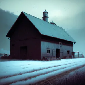 Rustic Farmhouse Tower Against Blue Sky