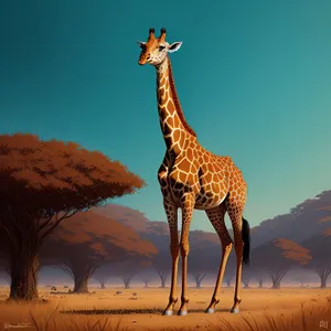 Majestic Giraffe Strolling through Desert Safari