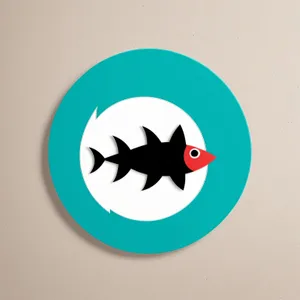 Shiny black round button icon with shadow