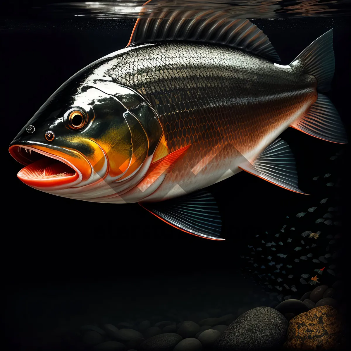 Picture of Coho Salmon Swimming in Underwater Aquarium