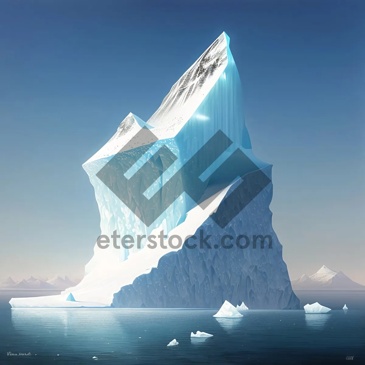 Picture of Crystal-clear Iceberg in a Majestic Arctic Sky