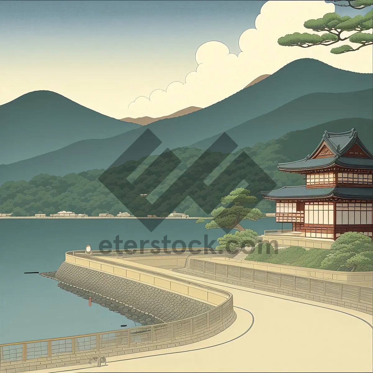 Picture of Peaceful beach landscape with clear blue sky and water