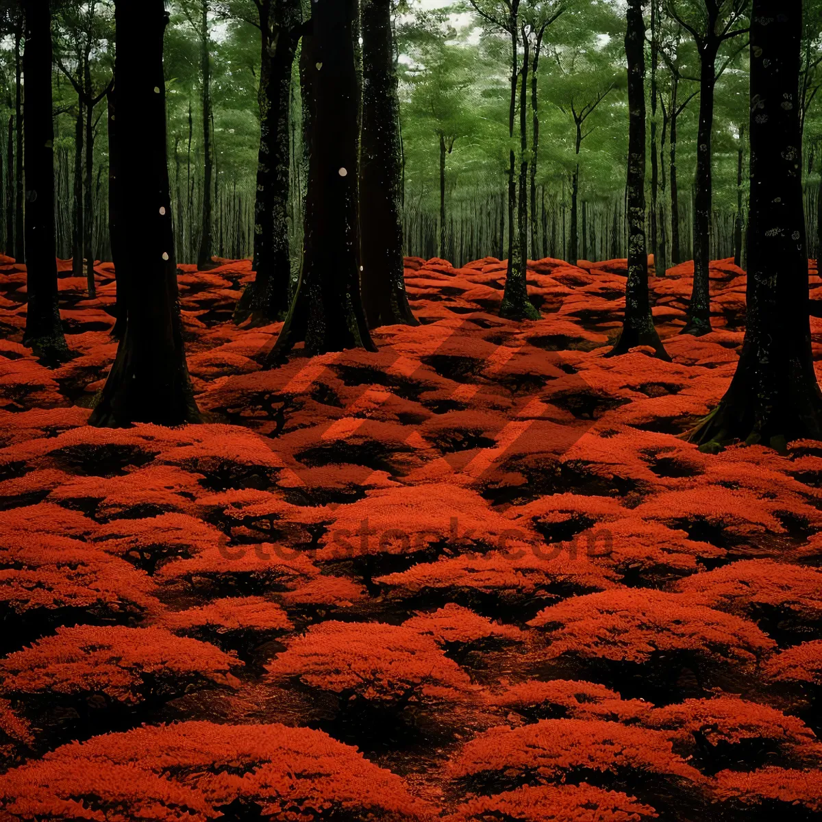 Picture of Flamingo in Autumn Forest Landscape