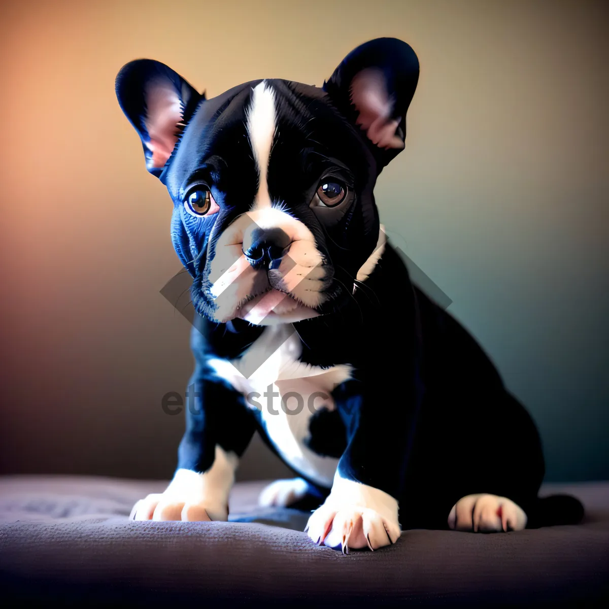 Picture of Adorable Bulldog Terrier: Purebred, Cute Studio Portrait